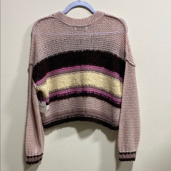 Arizona Jean Co Colorblock Cropped Fuzzy Knit Sweater – Mauve Combo | Size Small - Picture 4 of 11